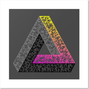 Penrose Triangle (Magenta Yellow Gradient) Posters and Art